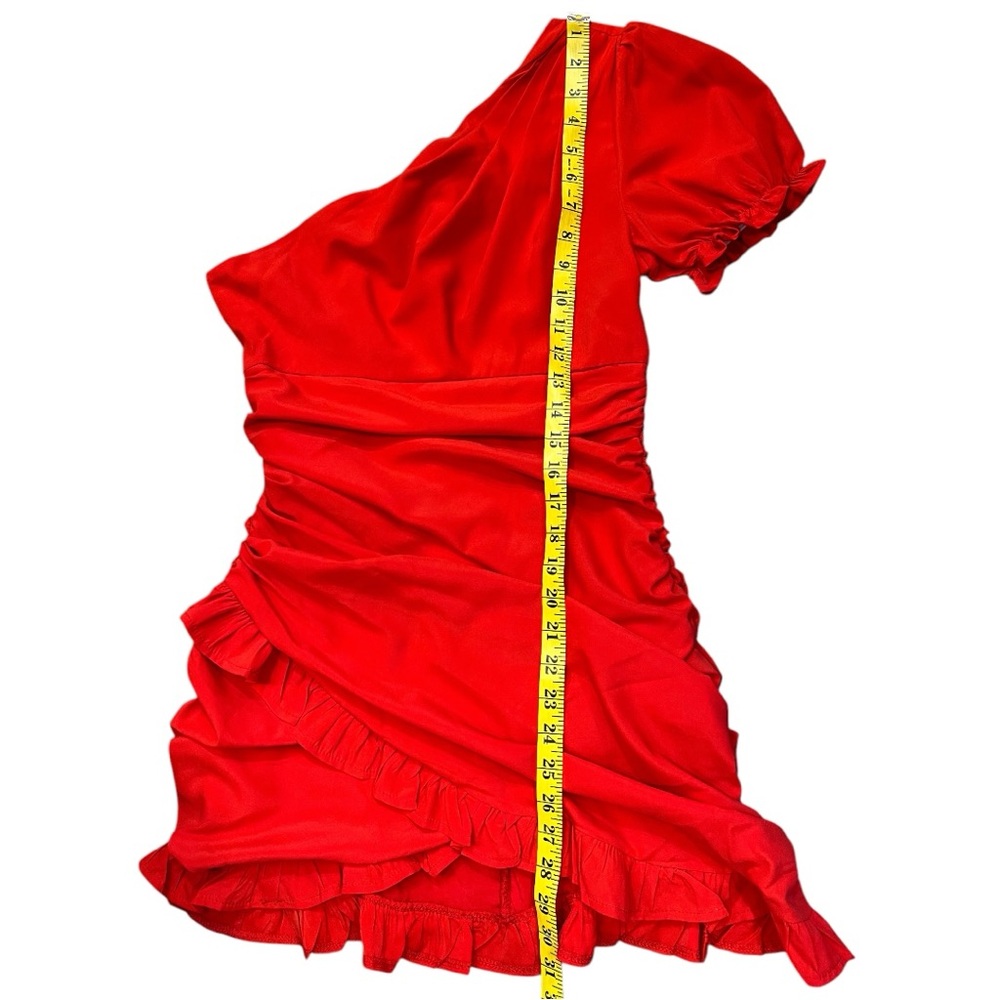 Hello Molly One-Shoulder Red Ruffle Mini Dress - Picture 14 of 16